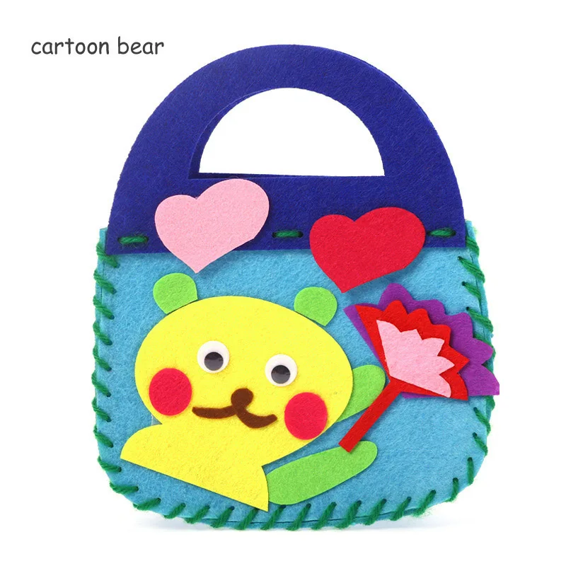 cartoon bear Kndergarten Войлок diy пакет детей раннее образование Подарок Ремесло Декор ручной работы милый мультфильм мешок нетканый материал игрушка - Цвет: cartoon bear