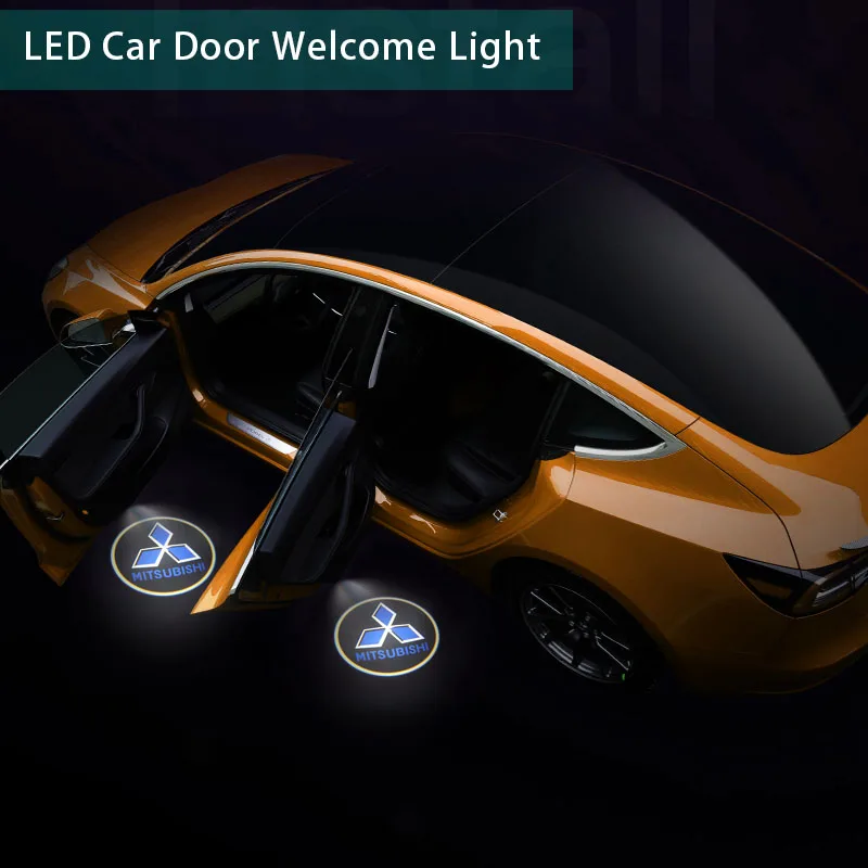 Декоративный светильник на дверь автомобиля с логотипом для Mitsubishi ASX Lancer Pajero