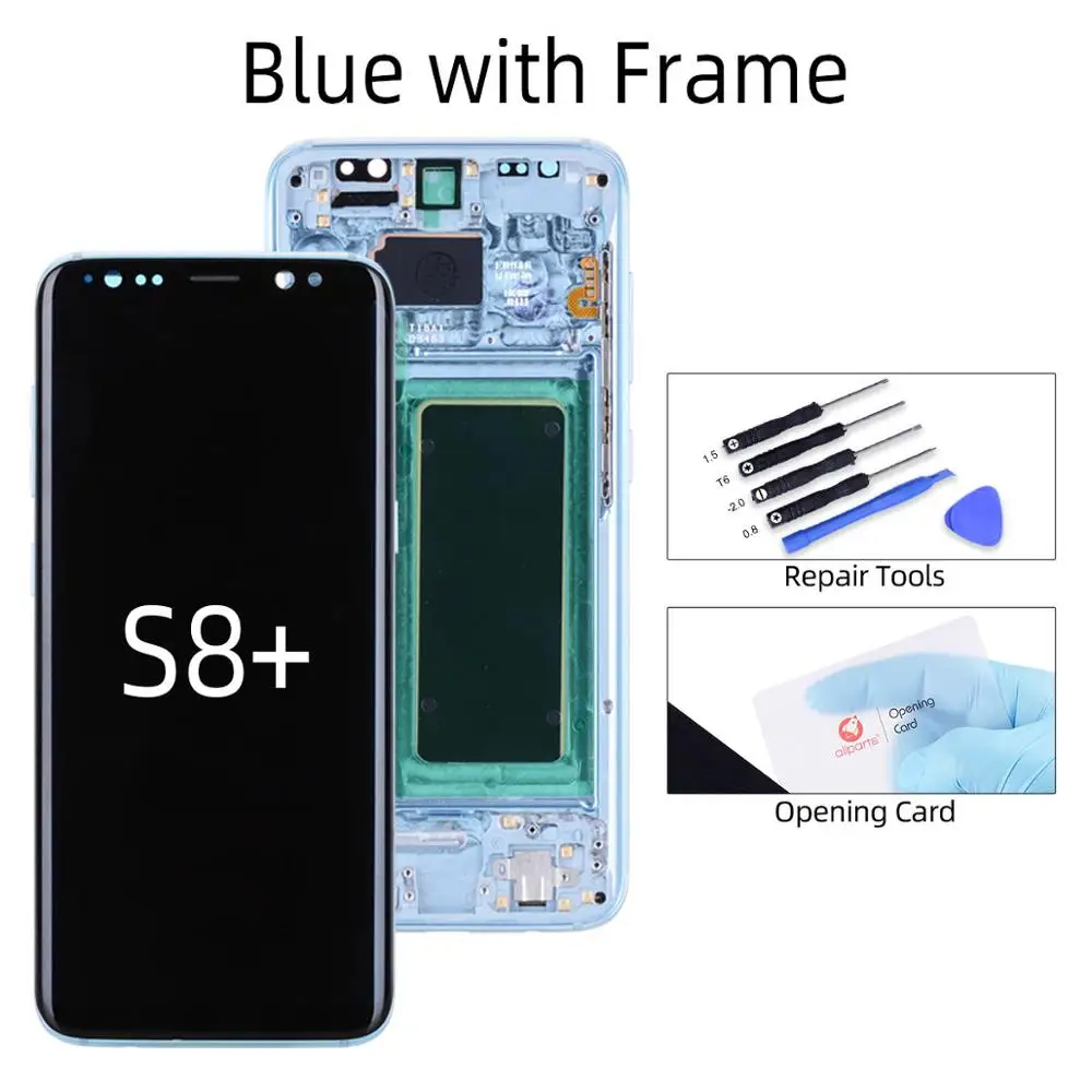 Oригинал AMOLED для самсунг S8 LCD дисплей сенсорный экран планшета замена для SAMSUNG GALAXY S8 плюс дисплей SAMSUNG S8 экран - Цвет: S8P Blue Frame