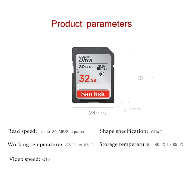Высокая Скорость двойной флеш-накопитель SanDisk Ultra 80 МБ/с. SD карты Class10 128 Гб 64 ГБ 32 ГБ оперативной памяти, 16 Гб встроенной памяти, слот для карт памяти, флэш-карта для Full HD Камера