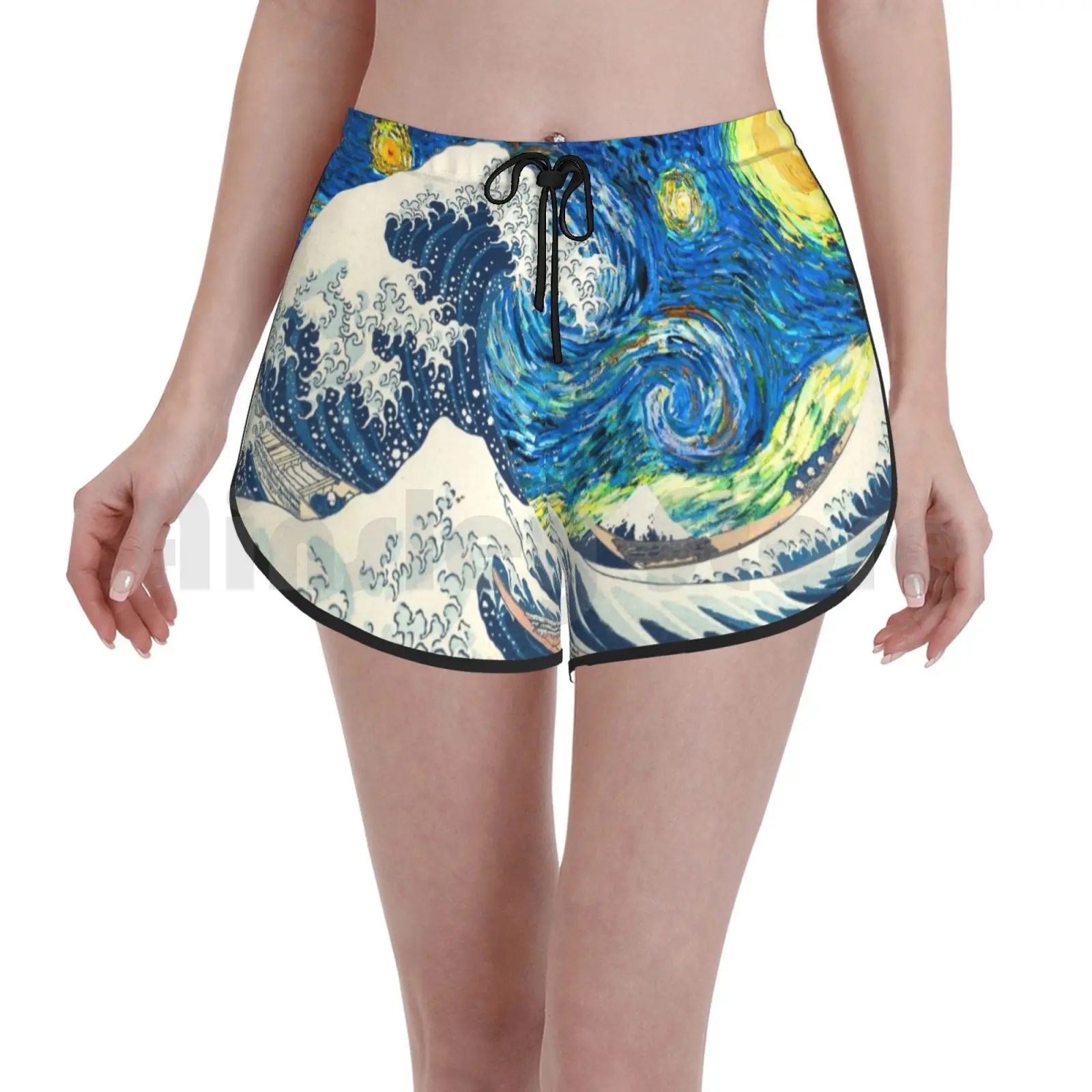 

Женские пляжные шорты для плавания Kanagawa X Van Gogh, дизайн Kanagawa Van Gogh