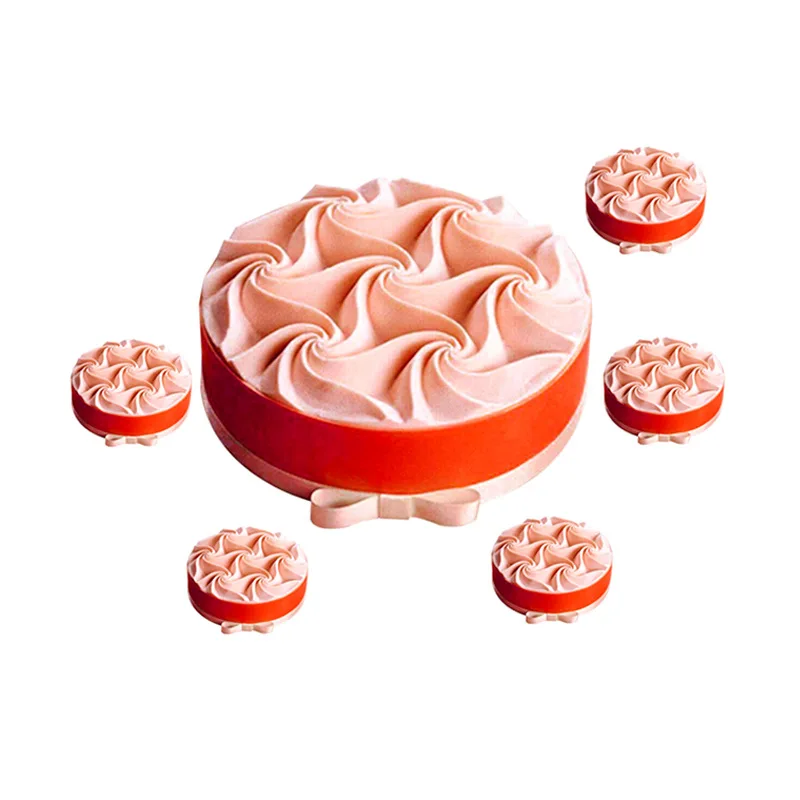 Silicone 8 Even Spiral Flower White Mousse Cake Mold DIY Baking French Dessert Candy Bar Cupcake Chocolate Molds | Дом и сад
