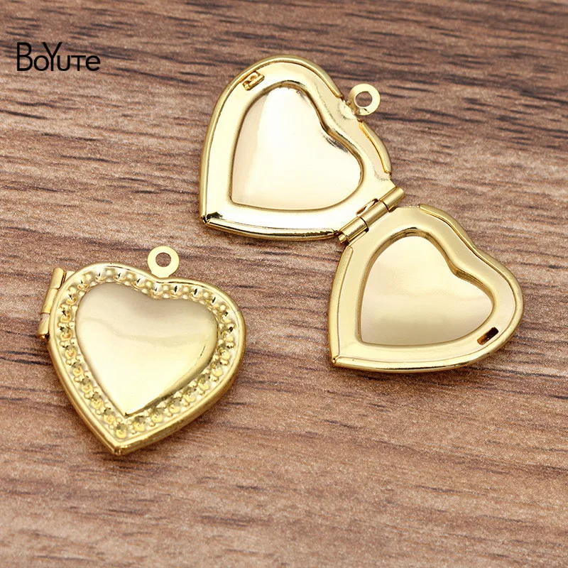 BoYuTe (10 Pieces/Lot) 20*4.5MM Metal Brass Heart Locket Pendant Charms Diy Hand Made Open Photo Jewelry Accessories | Украшения и