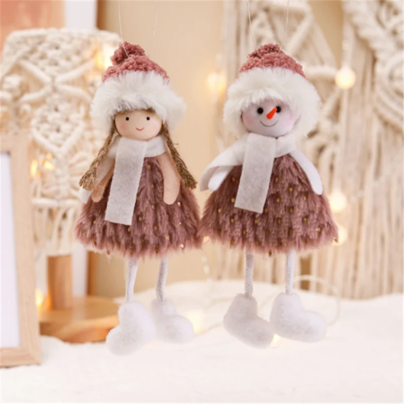Новогоднее украшение 2022 года для рождественской елки олень снеговик ангел кукла