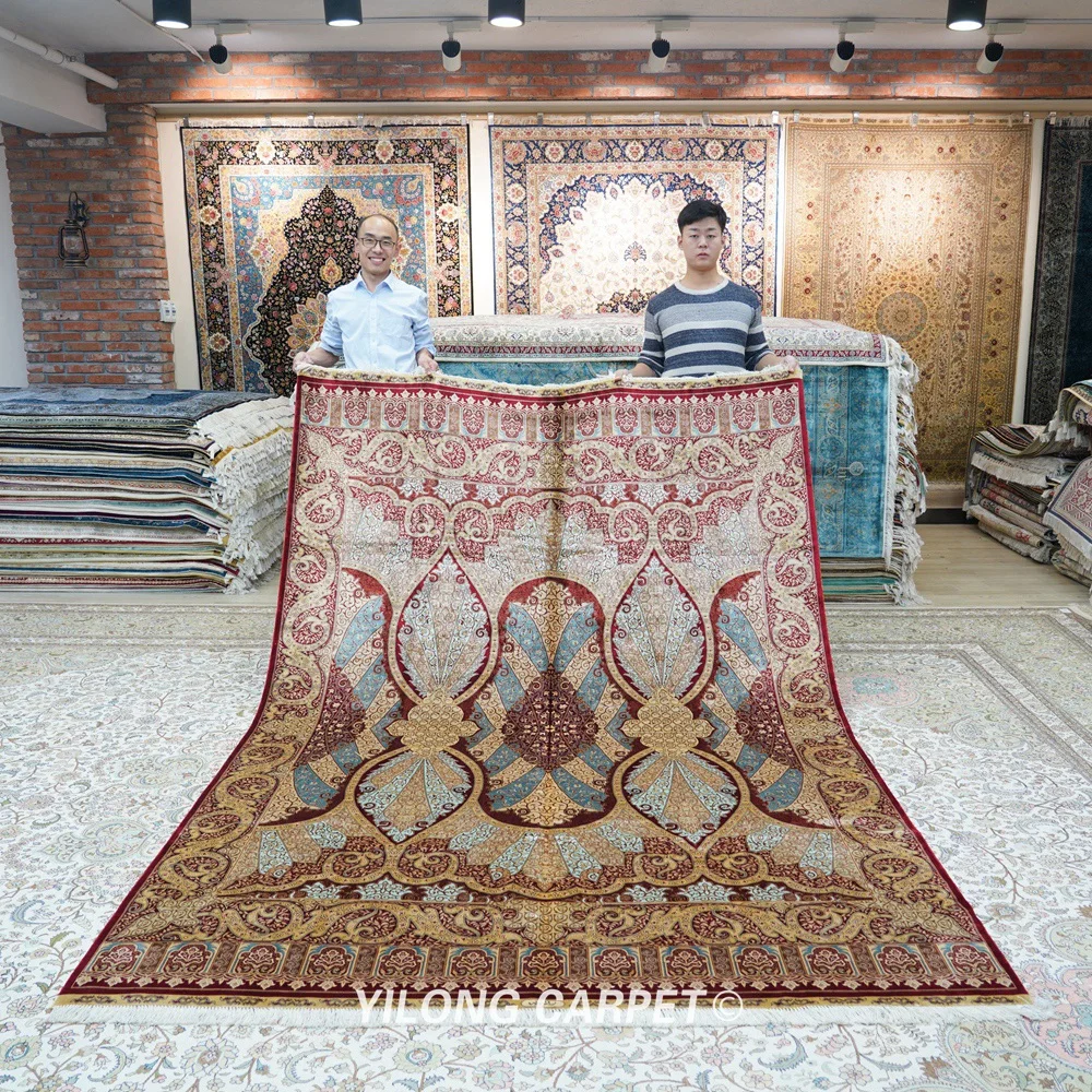 Yilong 6 56 'x 9 84' Турецкий Дизайн коврик красные восточные искусственные шелковые