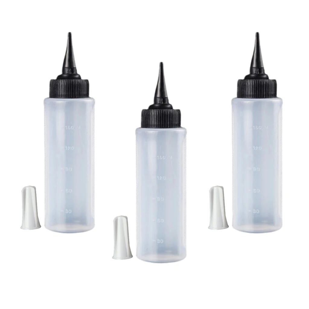 

3-Pack 150ml Plastic Squeeze Bottles, Hair Color Applicator Bottles Great for