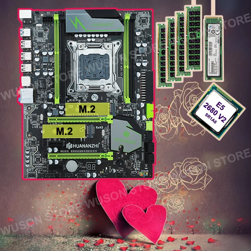 Супер игровая материнская плата HUANANZHI X79 с 256G M.2 SSD ЦП Xeon E5 2680 V2 2 8 ГГц 10 ядер большой