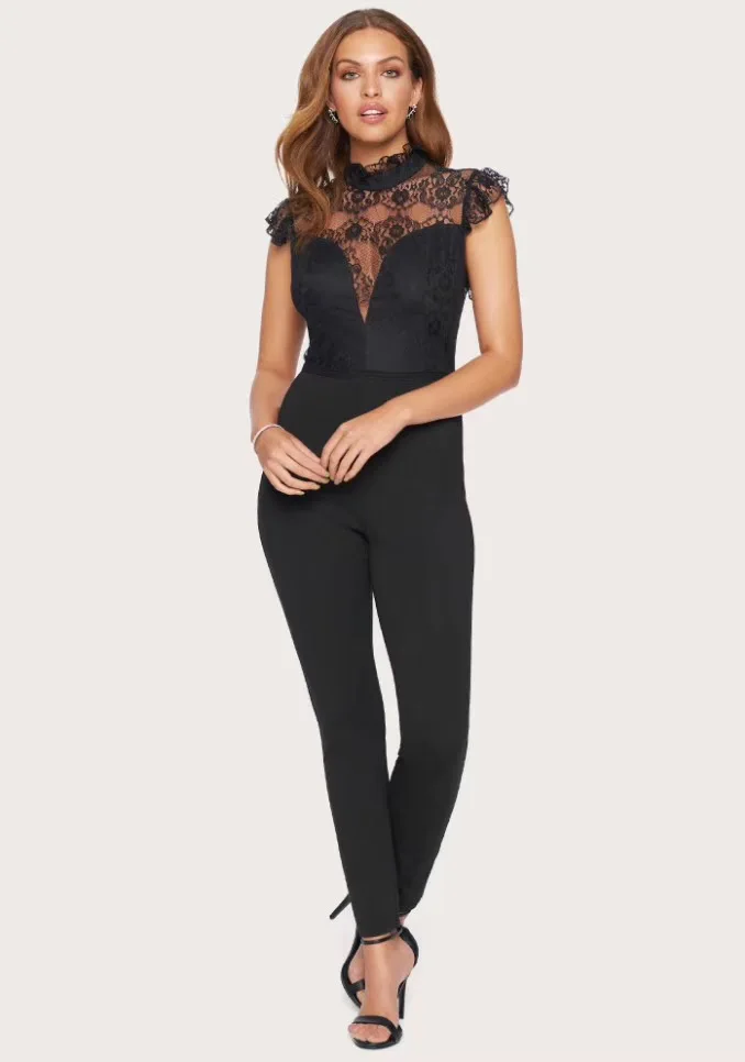 Женский сексуальный кружевной дизайнерский черный бандажный комбинезон 2020