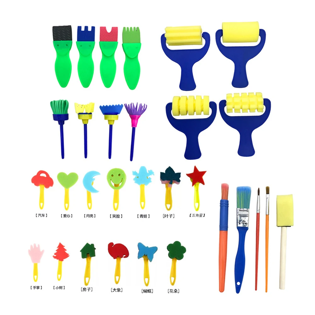 

Творческие губчатые кисти, забавные игрушки для рисования, Детская щетка из пенопласта для рисования, граффити, товары для рисования, Набор ...