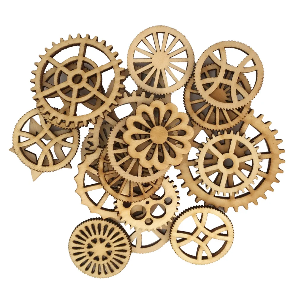 

50 Pieces Mixed Unfinished Empty Wooden Ornaments Made of Wood for Do-it-yourselfers
