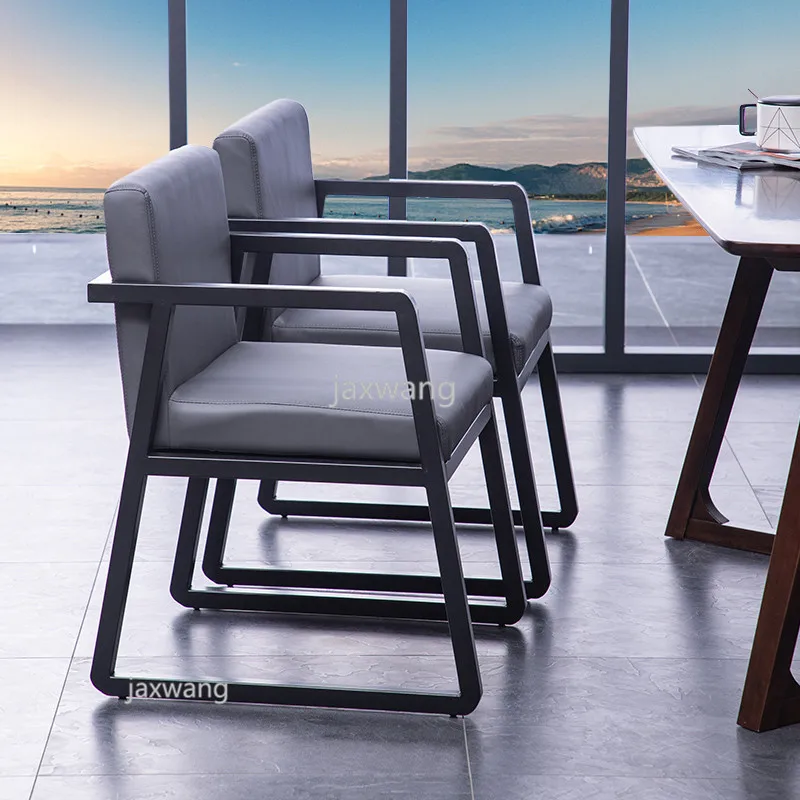 Кресло железная спинка обеденный стул кожа мягкая сумка промышленный стиль для