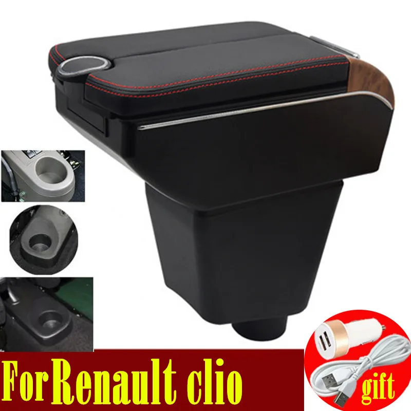 Для Renault Clio подлокотник Mk4 двойная дверь открывается 7usb консоль контейнер для
