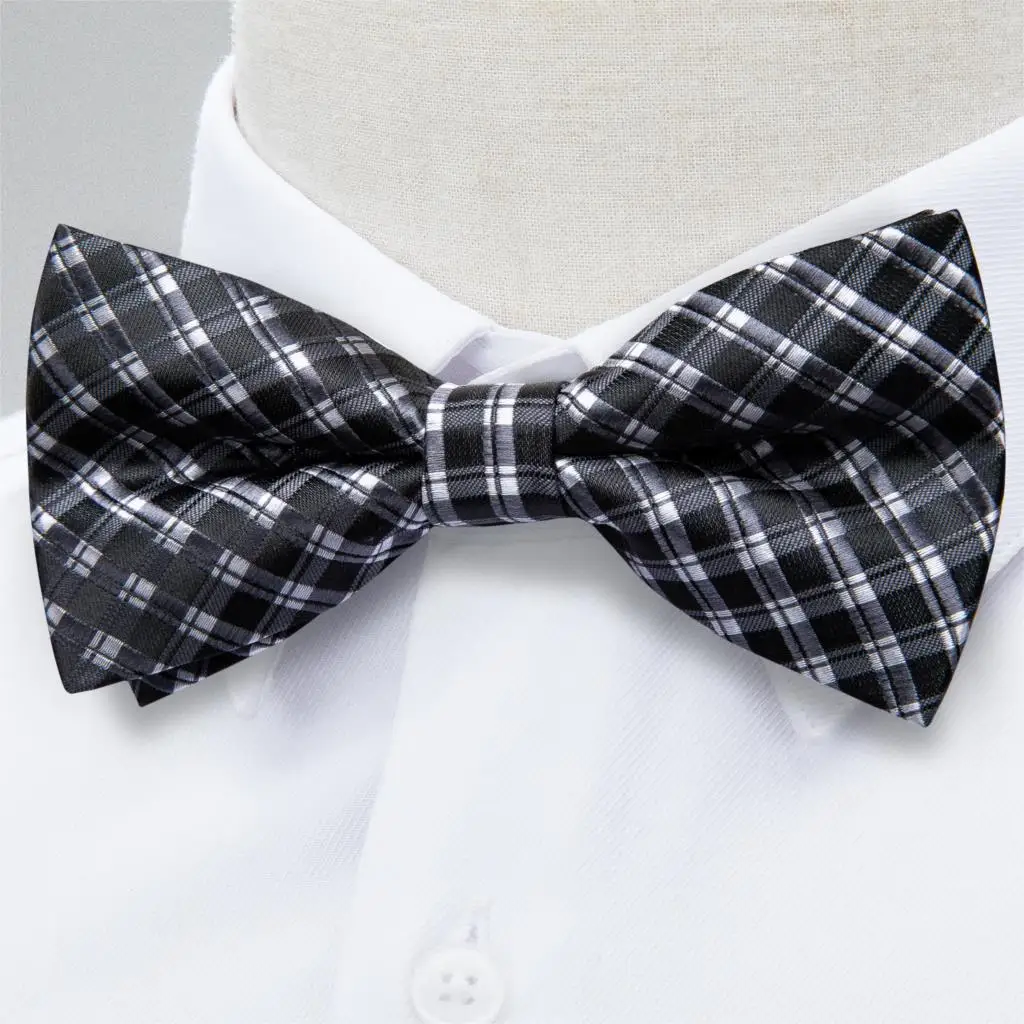 DiBanGu черный белый горошек бабочка шелк самостоятельно регулируемый галстук для
