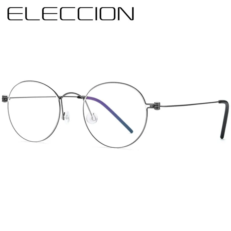 

ELECCION B Titanium Round Frame Glasses Men Prescription Eyeglasses Korean Denmark Women Myopia Optical Frame Screwless Eyewear