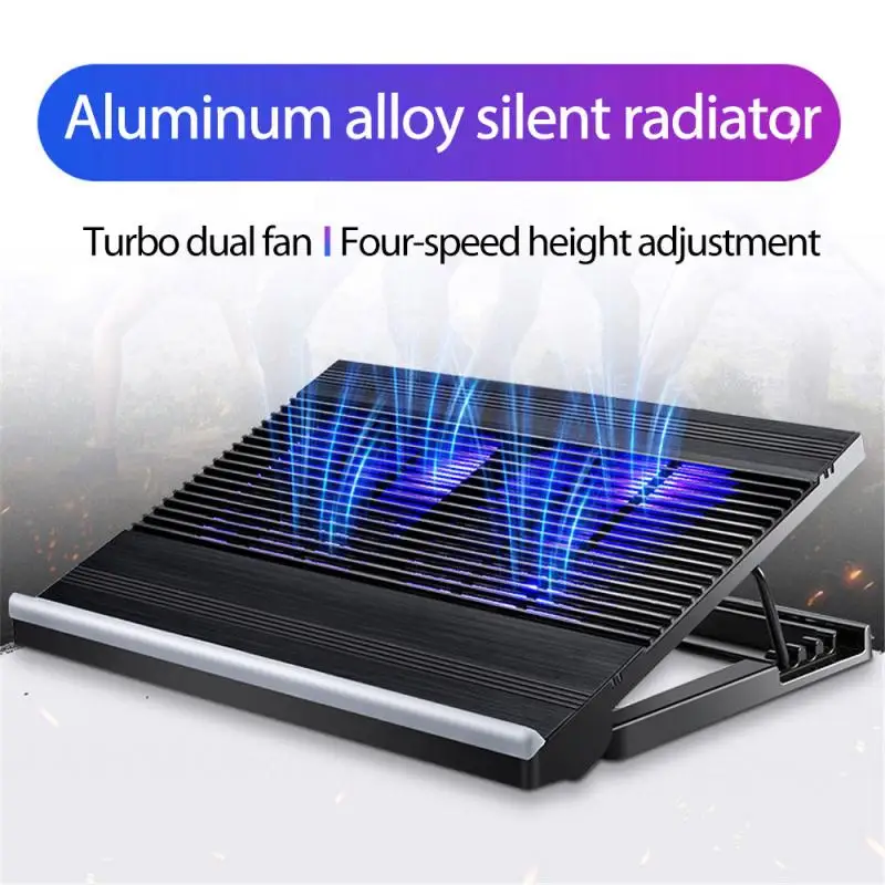 Gaming Laptop Cooler With 2 Quiet Big Fans RGB 7 Color Light Change Portable USB Laptop Cooling Pad 11 To 15.6 Inch Adjustable