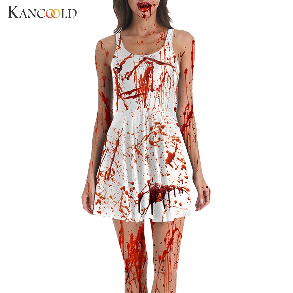 Женский костюм для Хэллоуина KANCOOLD для взрослых: сексуальная, страшная мама-медсестра кровавого зомби.