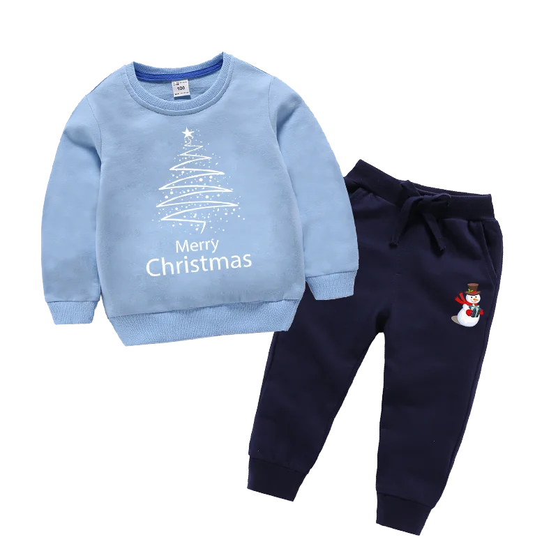 Рождественская Одежда для мальчиков и девочек Рождественский комплект Длинные