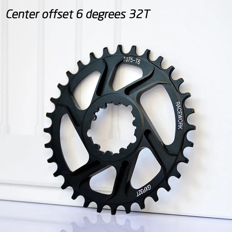 6 degrees 32T Freies deliv RACEWORK Fahrrad Kettenblatt 32 34 36 38t Engen Breite Fahrrad Kettenblatt Pelz GXP XX1 XO CNC AL7075 kurbelFahrrad - Цвет: 6 degrees 32T