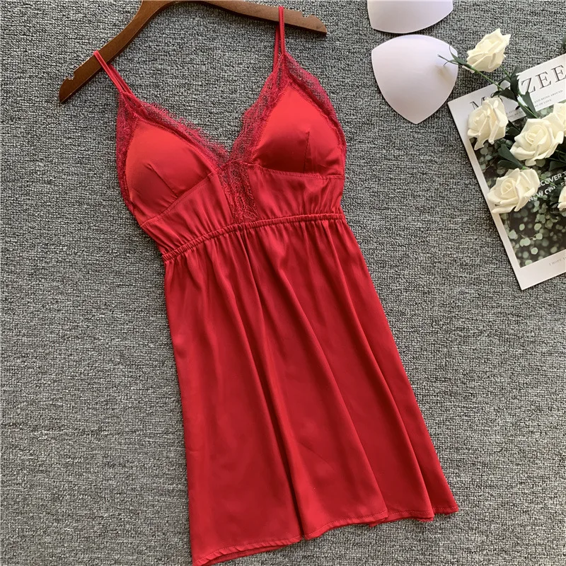 Ночные рубашки и для сна шелковое платье атласное сексуальное кружевное белье