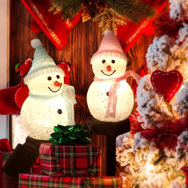 

Рождественский светодиодный светильник на солнечной батарее в виде снеговика, уличная Ландшафтная лампа, украшения для газона, мультяшная ...