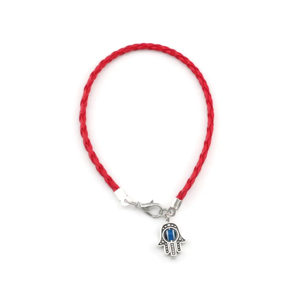 100 шт Красная кожистая плетеная цепочка Каббала Подвески в виде руки хамсы