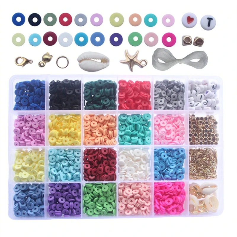 

1 Set 6mm Polymer Clay Loose Beads for DIY Clothing Accessorie Bohemian Bracelet