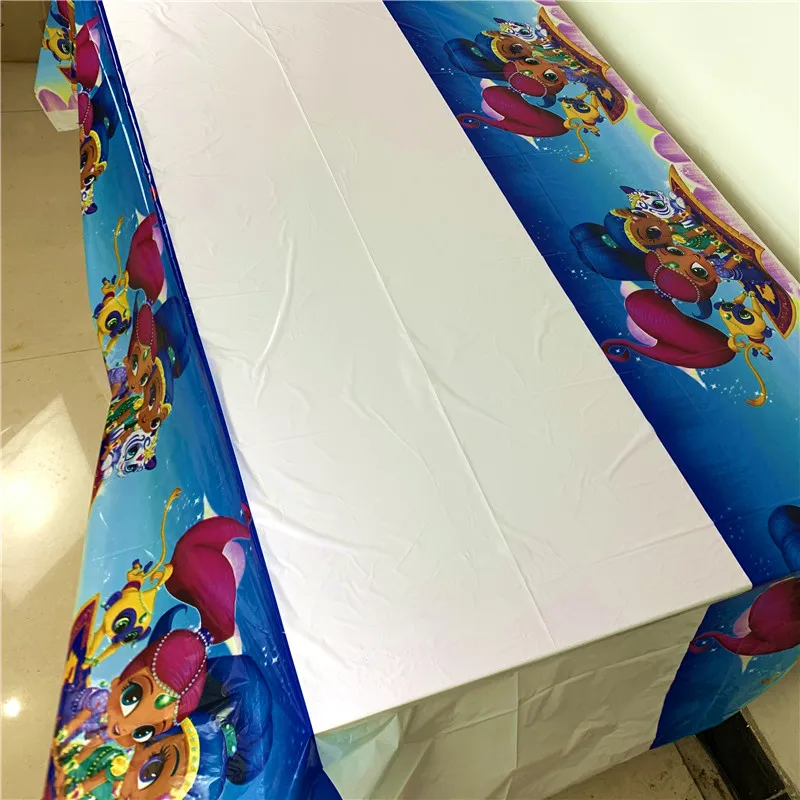 

108*180cm Shimmer And Shine Theme Tablecloths Baby Shower Party Supplies Shimmer Shine Table Cover Disposable Cartoon Tablecloth