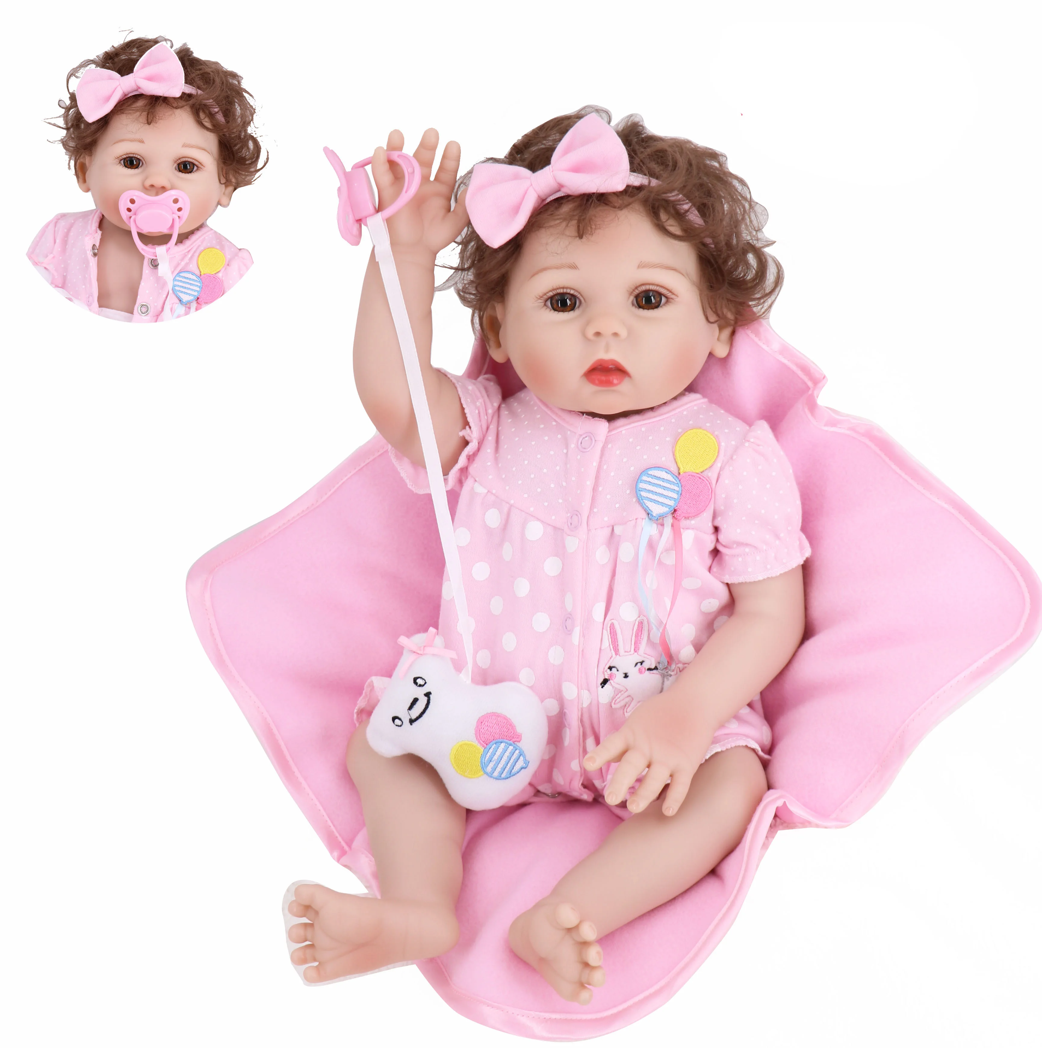 

19" 48cm bebe reborn corpo de silicone inteiro Girl doll lifelike newborn babies alive dolls toys gift