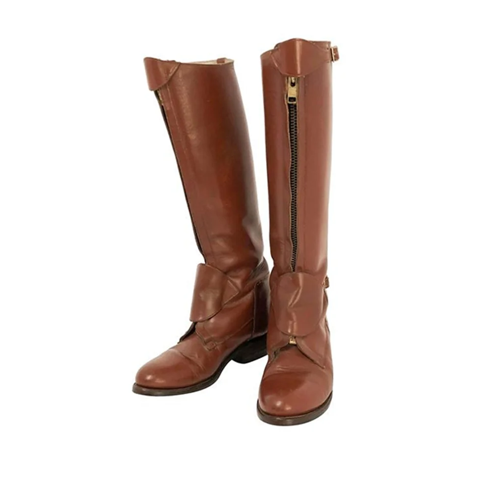 

Men Brown Leather Zipper Boots