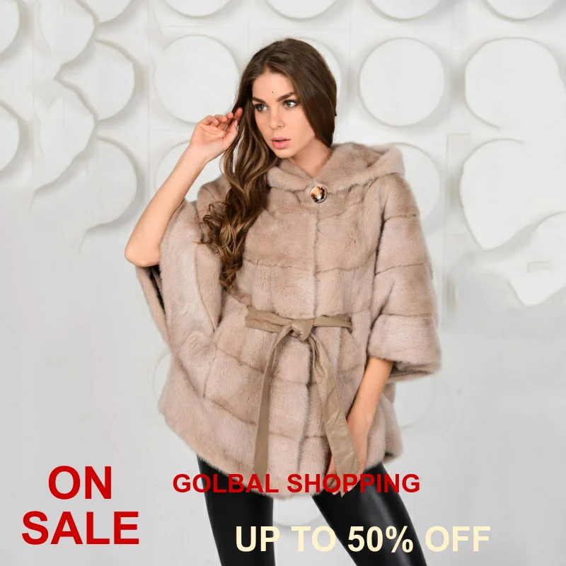 Женская длинная норковая шуба с капюшоном TOPFUR роскошная зимняя из цельного