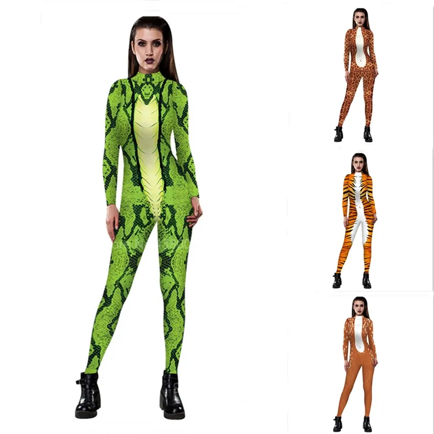 Новинка костюмы для косплея на Хэллоуин взрослых с 3D принтом животных Zentai боди