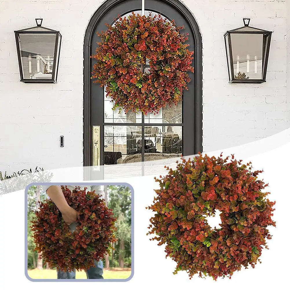 

Имитационная гирлянда из эвкалипта, полевой Круглый венок ручной работы, свадебные осенние аксессуары для дверей и вечерние, украшение X7F9