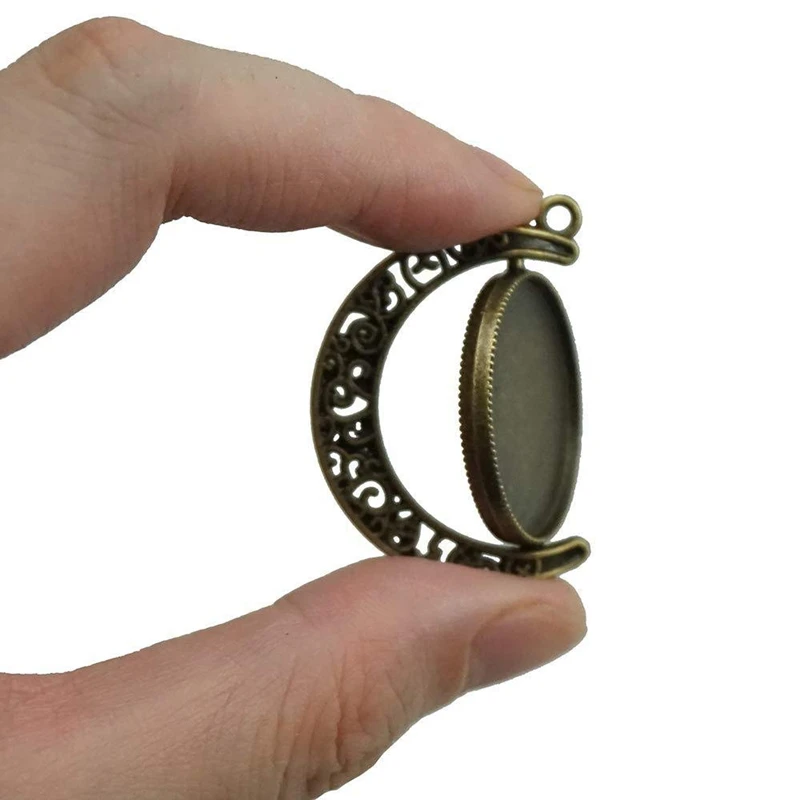 50PCS 20/25/30mm Pendant Cabochon Base Double Sided Rotation Setting Bezels Charms For DIY Jewelry Making Findings Accessories