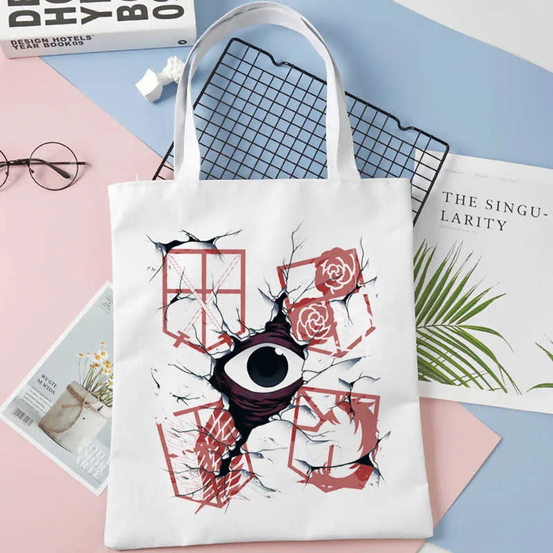 

Сумка для покупок атака на титанов, многоразовая Холщовая Сумка для покупок