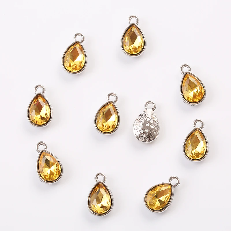 10 шт. золотисто желтый кристалл кулон золото/серебро/розовое золото Тон 8 × 15 мм DIY