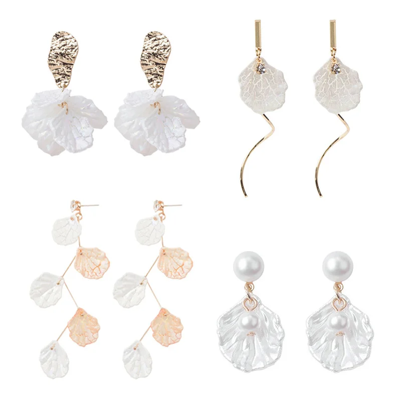 Модные элегантные серьги гвоздики в виде ракушек и цветов очаровательные стиле