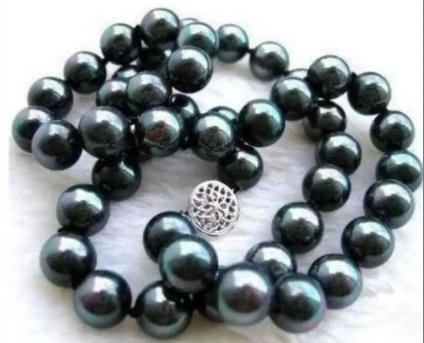 

Ожерелье с черным натуральным жемчугом 9-10 мм, 18 дюймов