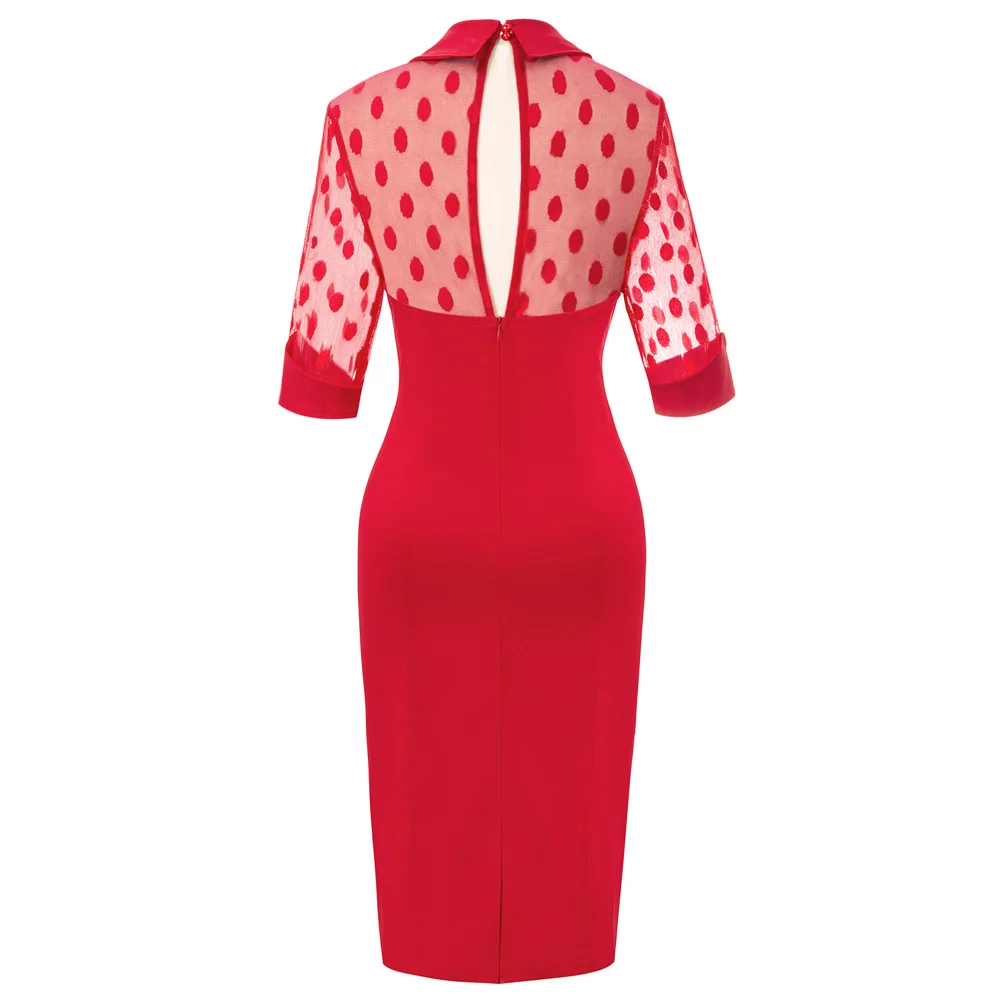 Женское Короткое облегающее платье карандаш в горошек стиле ретро 50s|Женские