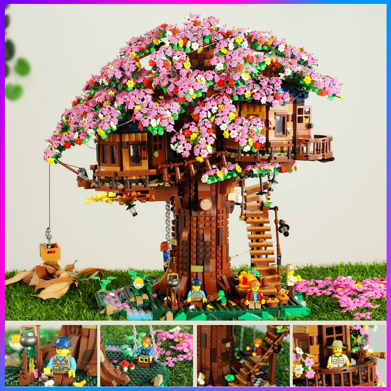 MOC Сакура дом на дереве совместим с Legoeds серии 21318 строительные блоки кирпичи
