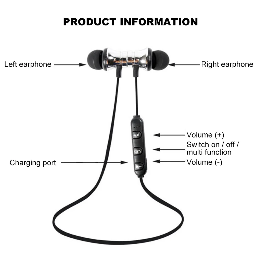 Магнитные беспроводные Bluetooth наушники XT11 музыкальная гарнитура шейные