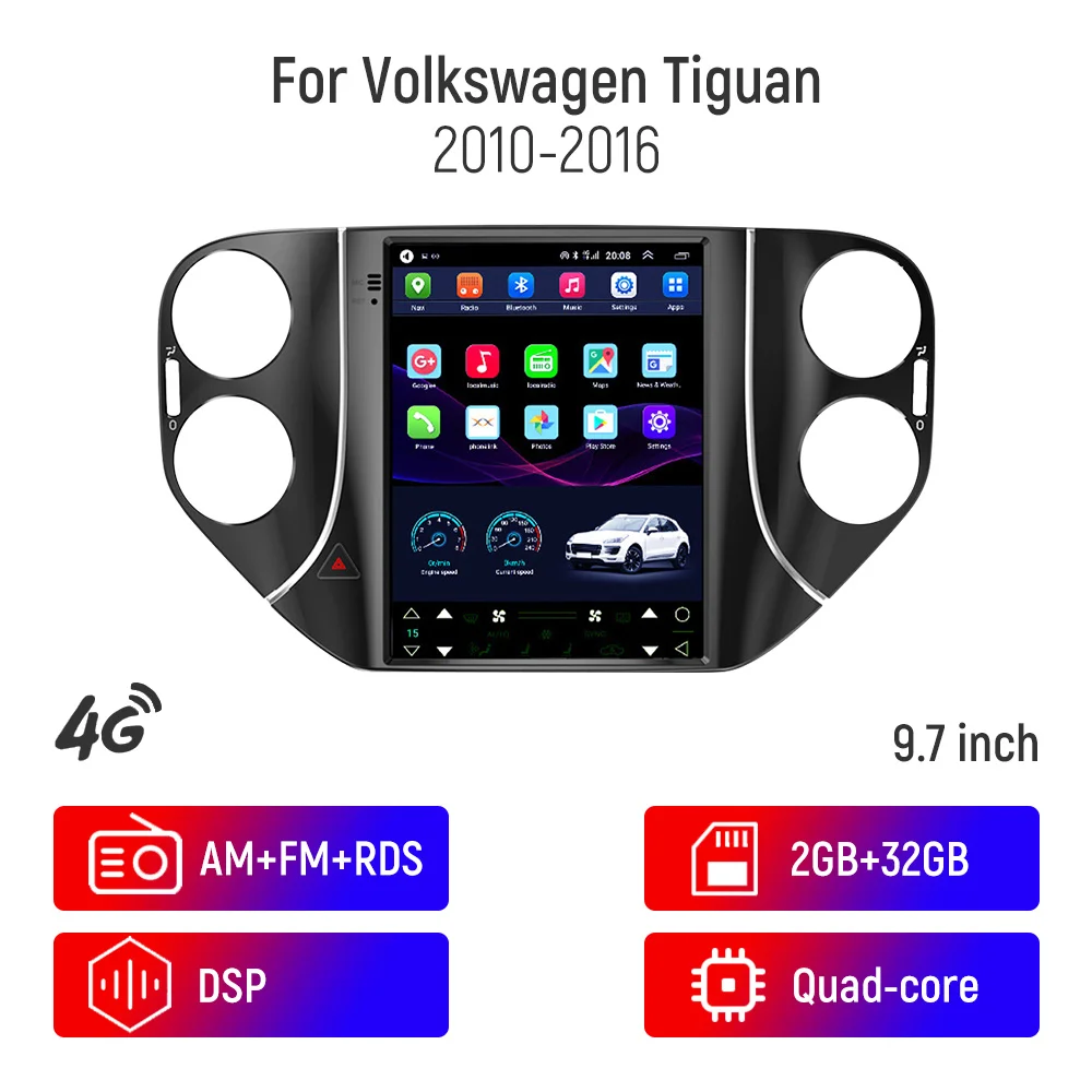 

Автомагнитола Tesla, 2 DIN, Android 10, с Vetical Screen, для VW Volkswagen Tiguan 2010-2016, мультимедийная навигация, GPS, стерео, без DVD