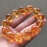 natural yellow citrine round beads bracelet jewelry women men citrine 19mm big size beads wealthy stone birthday gift aaaaa