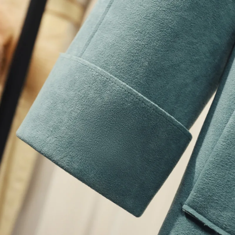 

Suede Ladies Clothing Spring Trench Coat Mid-length Slim Korean Windbreaker Clothes 2021 Women Fashion Lapel Jaqueta Corta Vento