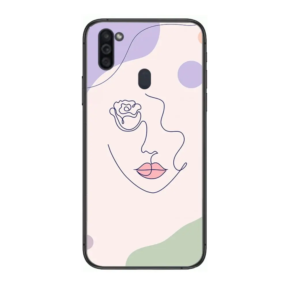 

Simple line art drawing Mobile Phone Case Hull For Samsung Galaxy M 10 20 21 31 30 60S 31S Black Shell Art Cell Cover TPU