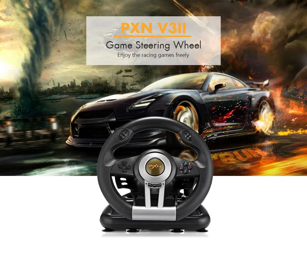 PXN V3II гоночный руль USB Вибрация Двойной Мотор Складной Педальный игровой