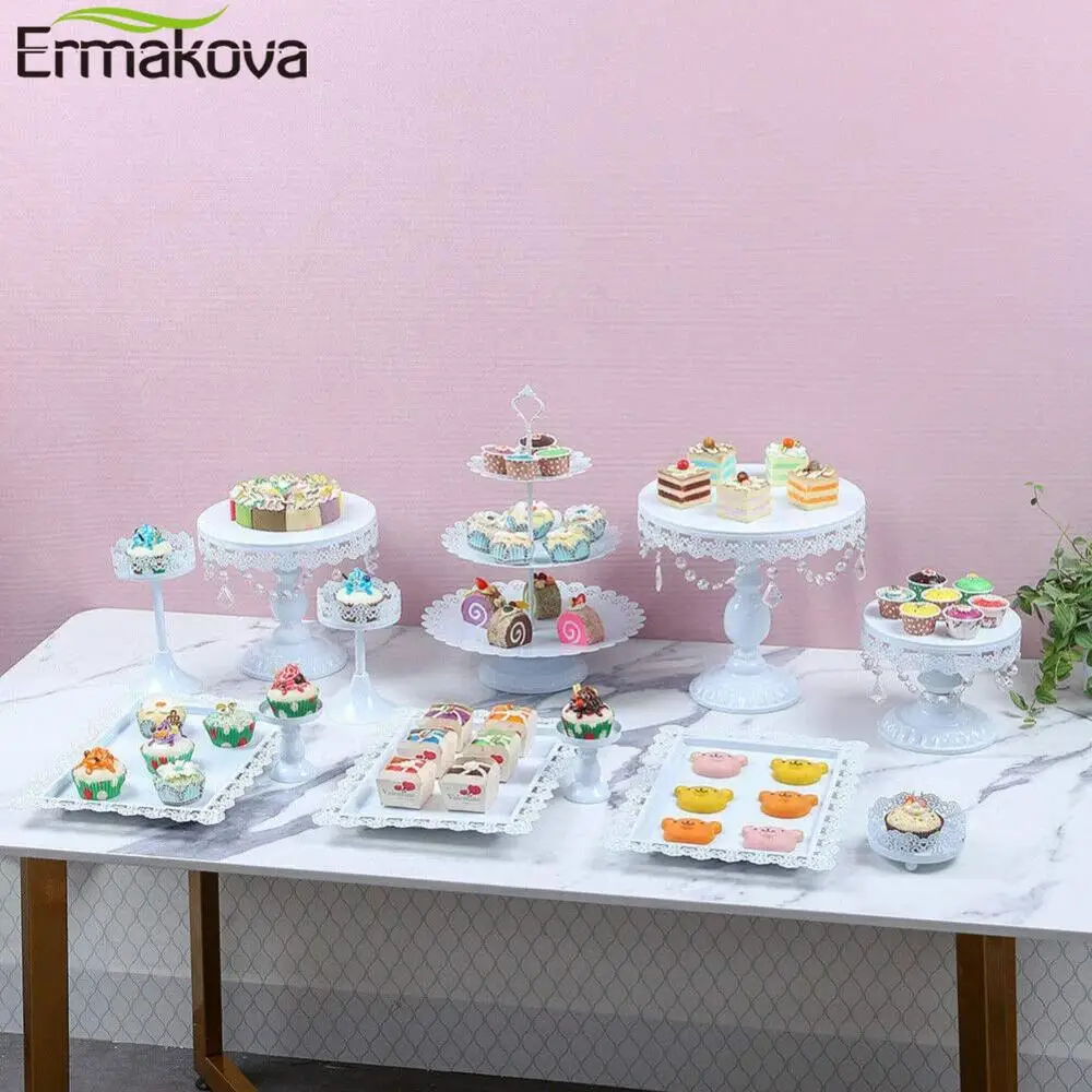 ERMAKOVA 3 12 шт белый торт стенд набор круглый металлический кристалл кекс ДЕСЕРТ