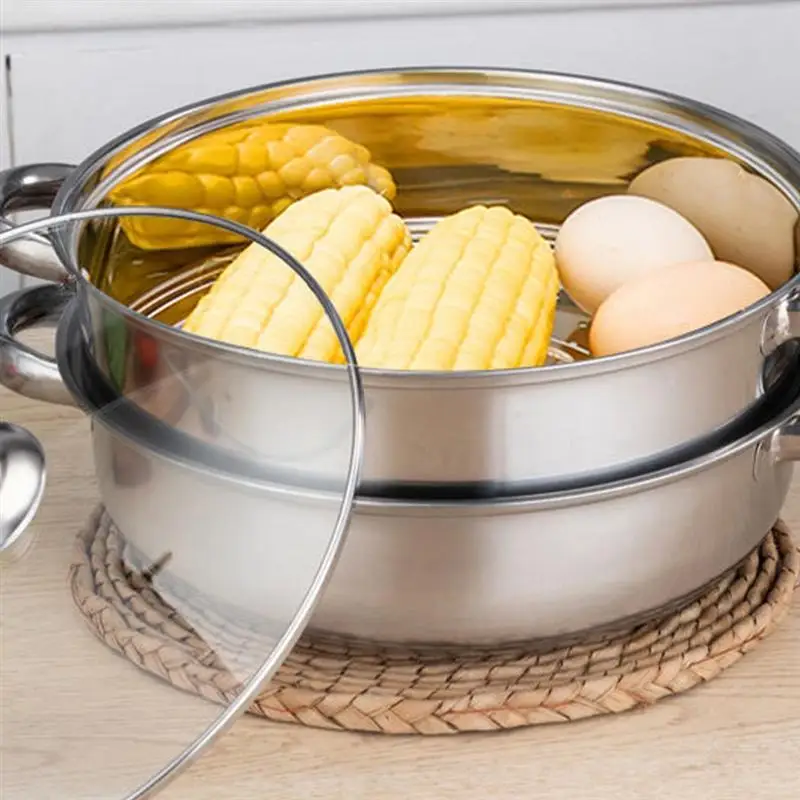 Многофункциональная Паровая кастрюля серебристого цвета двухслойная кухонный