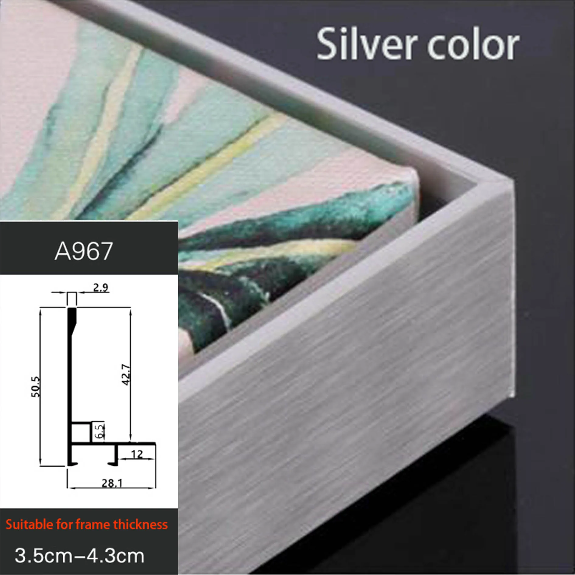 A967 Silver color Рамка для картин, большой размер, сделай сам, холст из алюминиевого сплава, картина, рамка для картин маслом, рама ramka na zdjecie porta retrato - Цвет: A967 Silver color