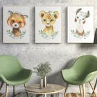 Мультфильм животных Печать холст живопись акварель милый зебра лиса слон постер для детской комнаты настенный художественный Декор Детская картина