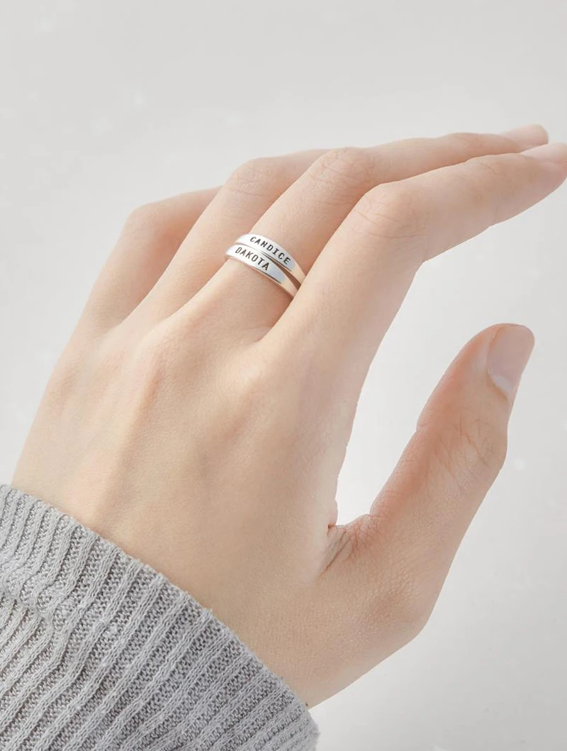 Изящное пользовательское имя кольцо Bijoux пользовательское слово кольцо из нержавеющей стали персонализированное имя кольцо Femme укладки именные кольца в золотом и серебряном цвете